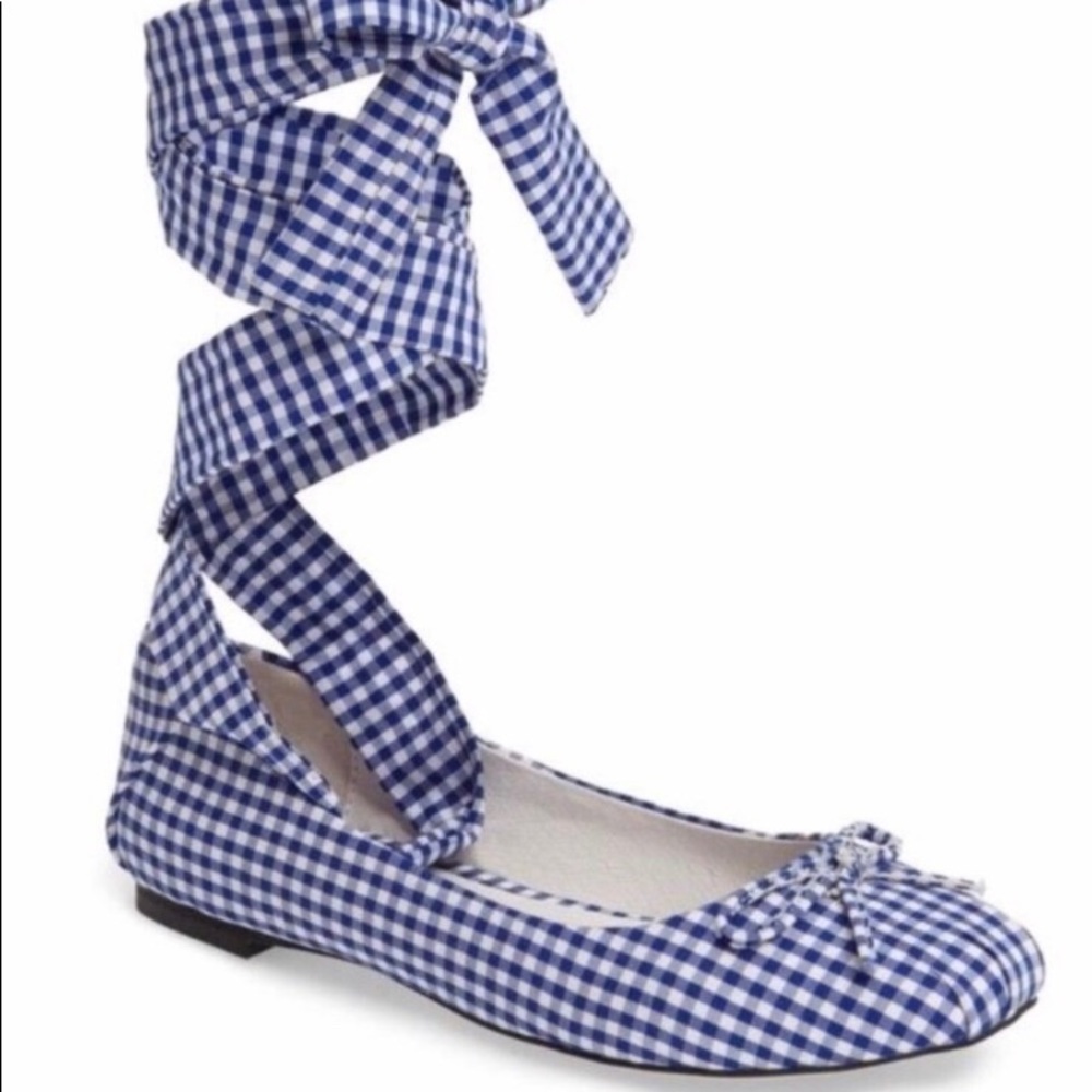 Jeffrey Campbell Gingham Lace Up Ballet Flat